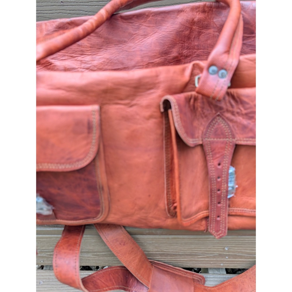 Komals Passion 32" Large Travel Bag Genuine Brown Leather Duffel Bag Messenger